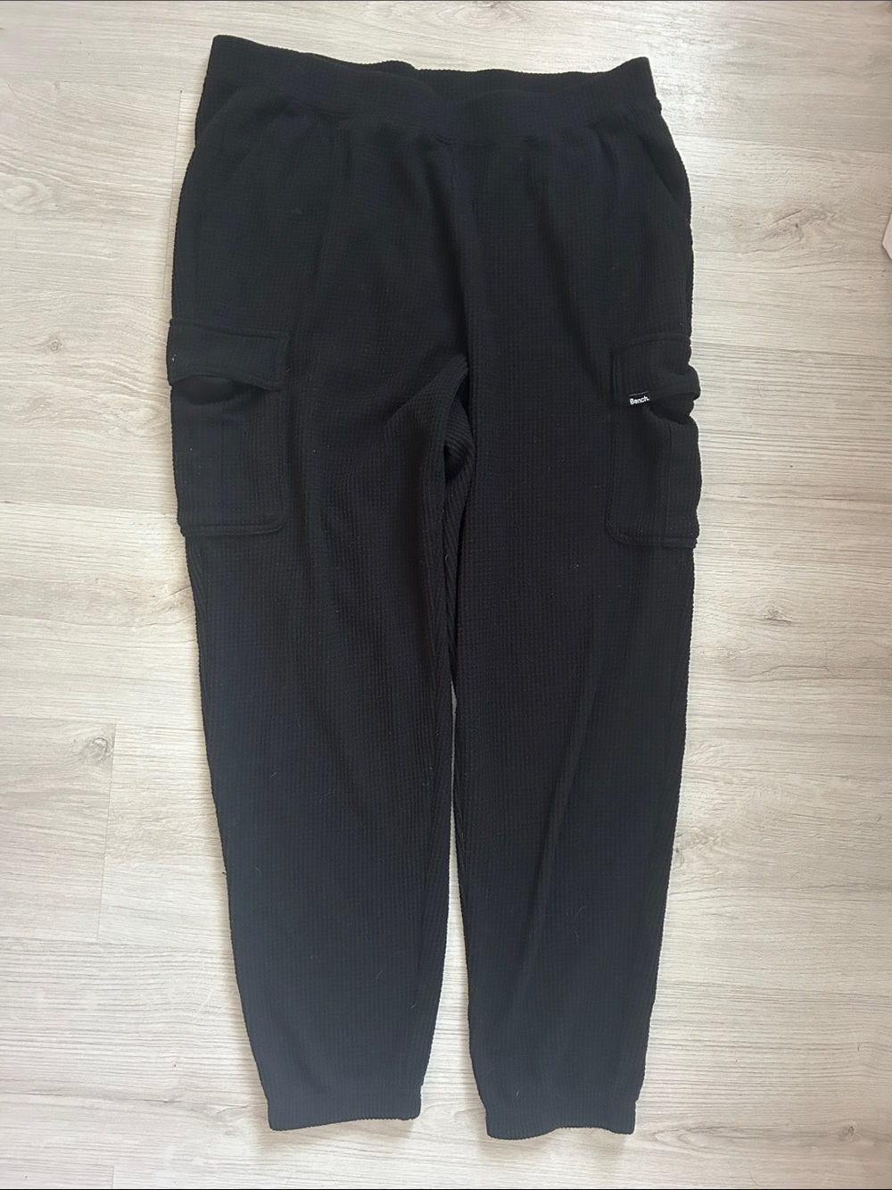Bench Black Women's Waffle Knit Cargo Joggers